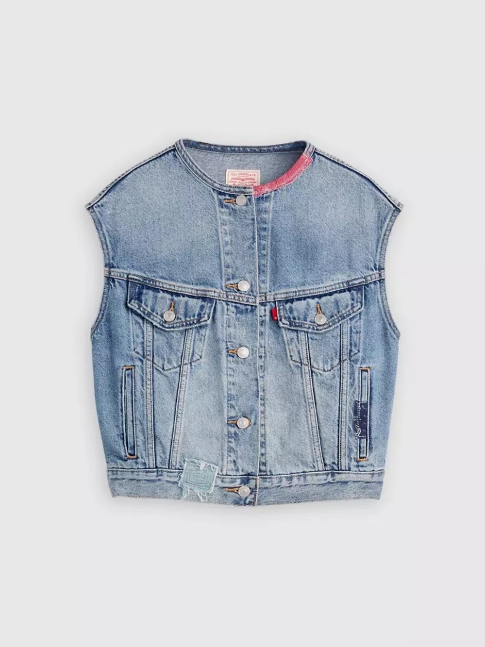 NWT Levi's 90s Shrunken Collarless Denim Vest Medium Wash M